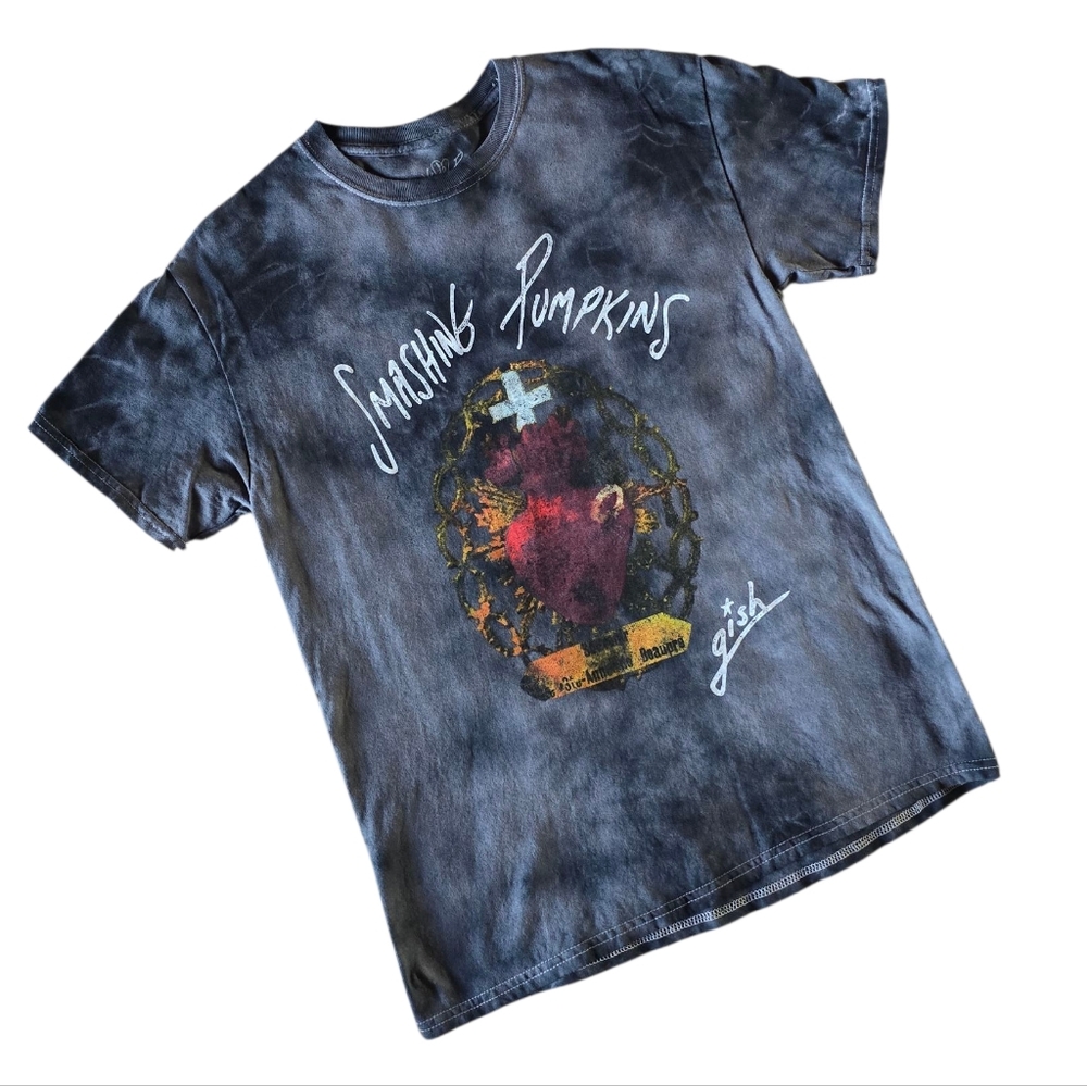 Smashing Pumpkins Tie Dye Cotton Band T Shirt Size Medium Black Grey